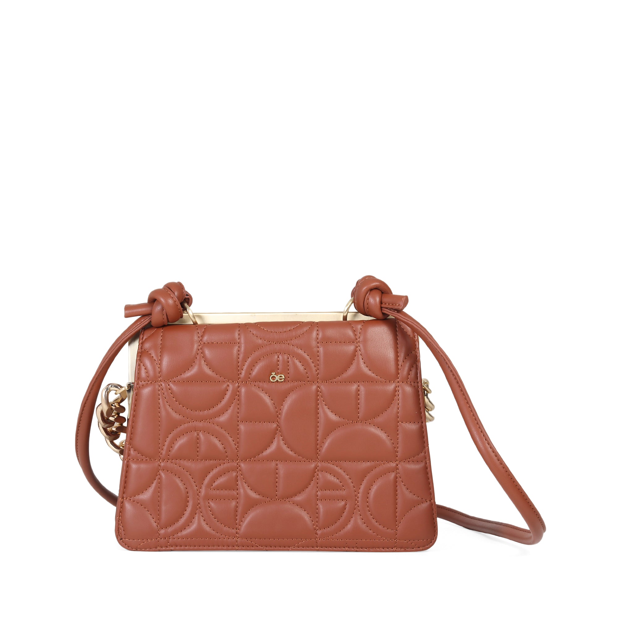 Bolsa Satchel Acolchada Cadena Chunky color Tan Cloe