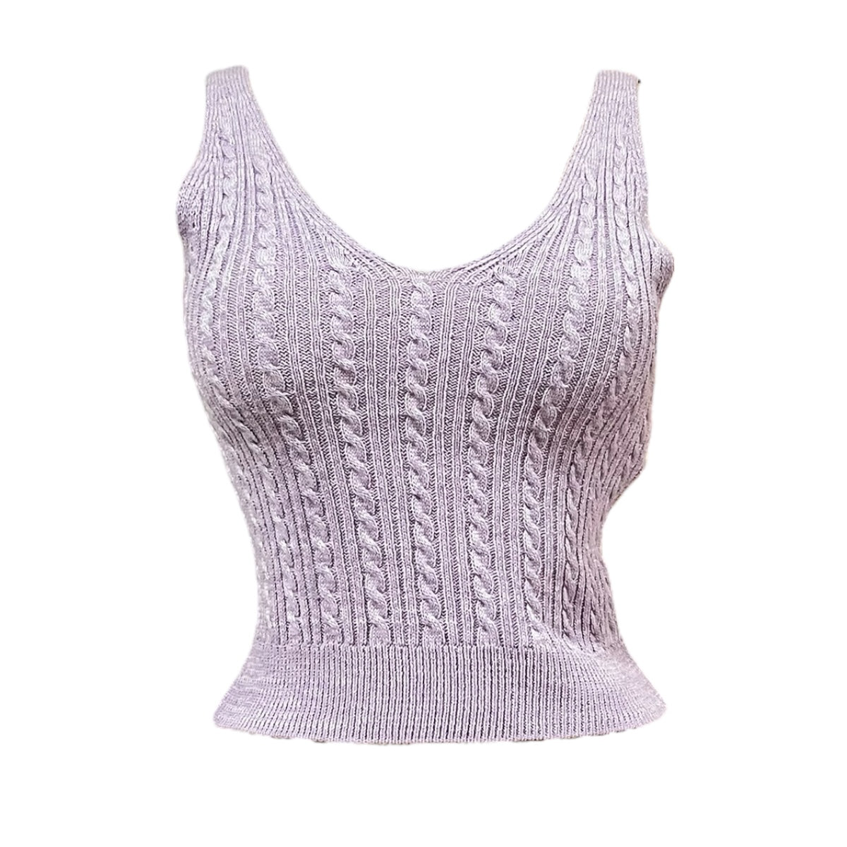 Top Tejido Cuello En V Color Lila Para Dama OM