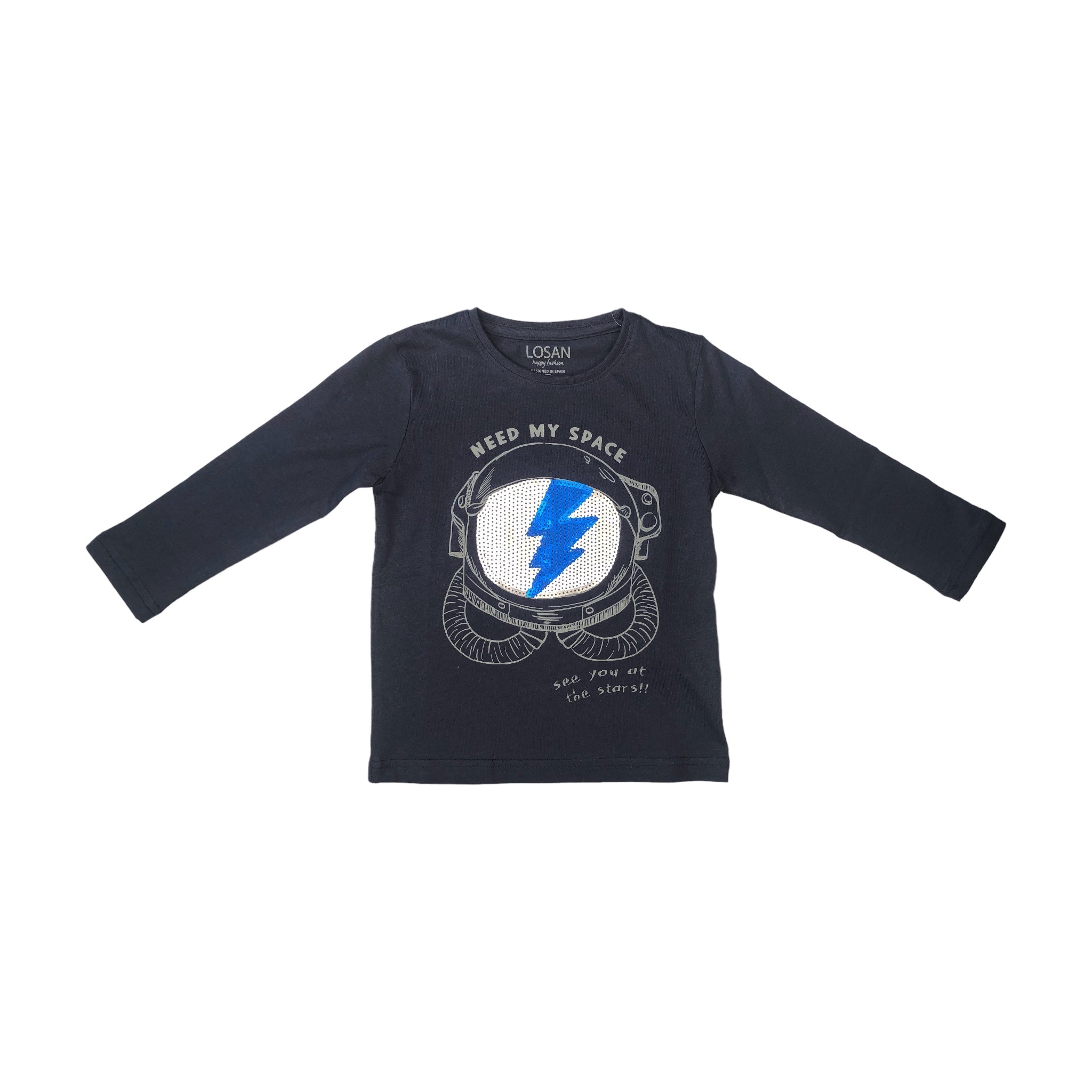 Playera "Need My Space" Azul Marino Para Niño Losan