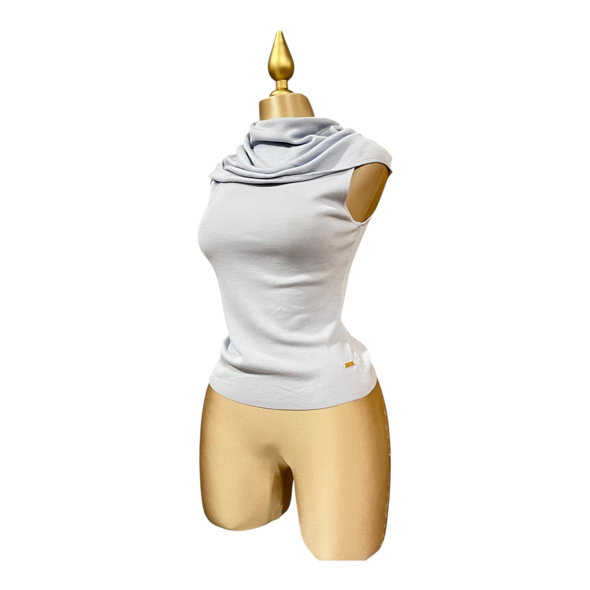 Blusa Sin Mangas Azul Cuello Suelto MUSSI