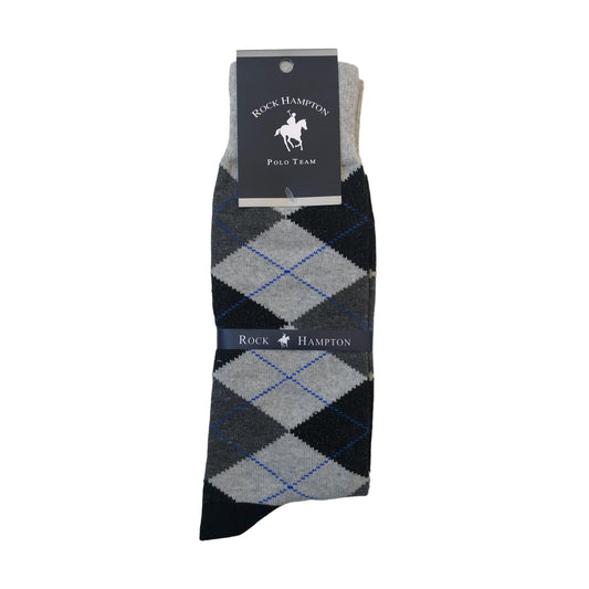Calcetines Gris Diseño Rombos Para Caballero Rock Hampton Polo Team