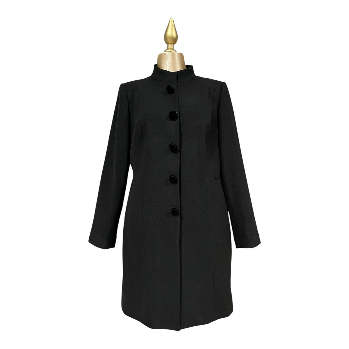 Abrigo Recto Cuello Mao Negro Para Dama MUSSI