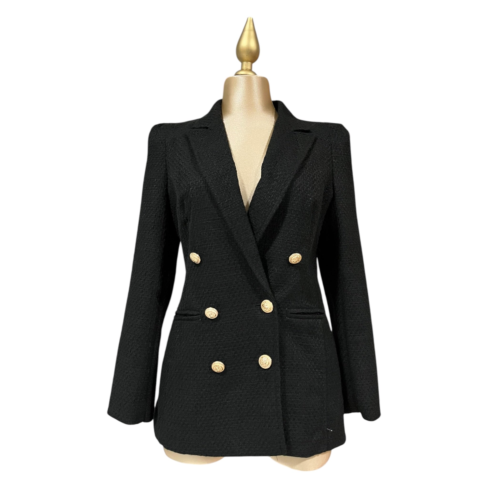 Blazer Elegante Tipo Tweed Negro LC