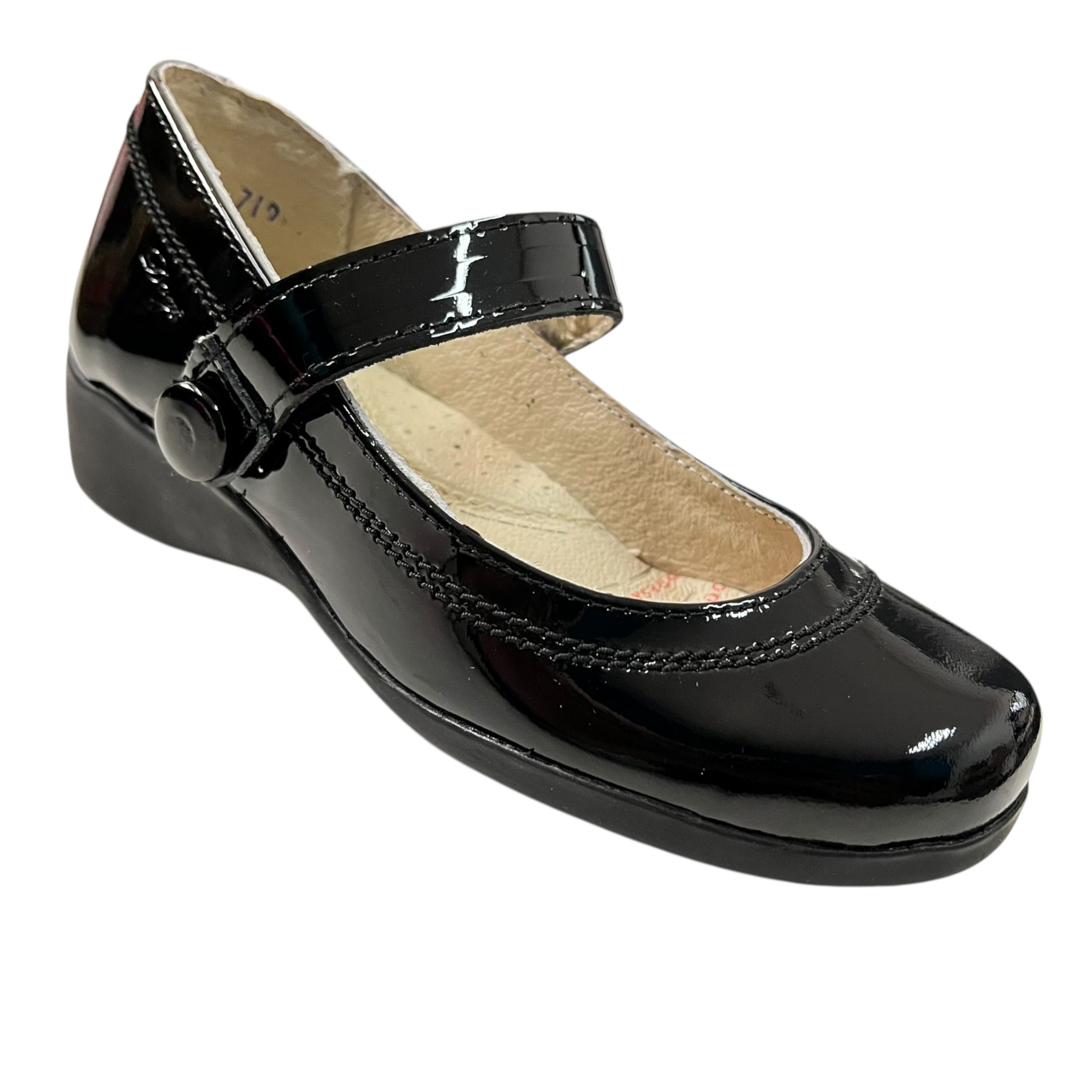 Zapato Escolar Mini Tacón Color Negro Dogi