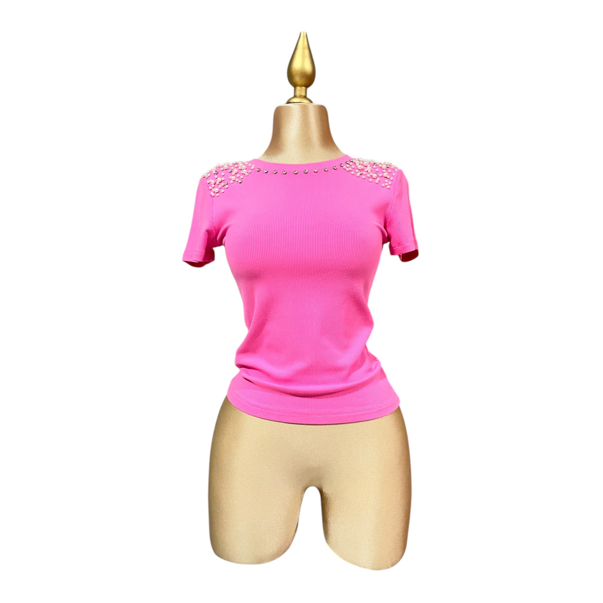 Blusa Con Pedrería Rosa LC
