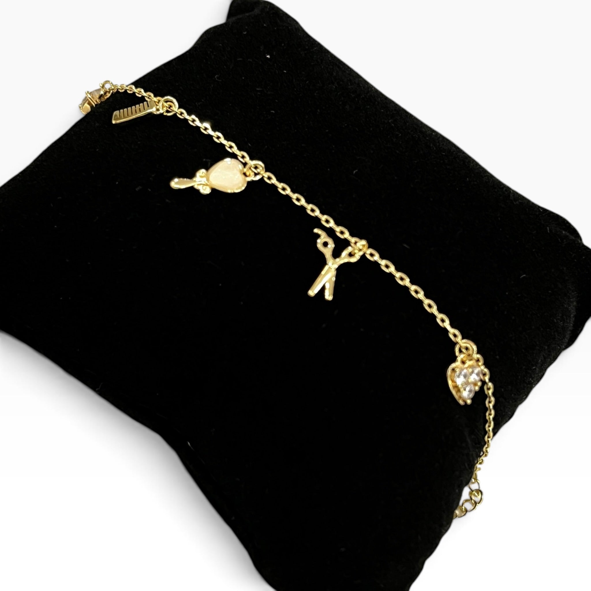 Pulsera Con Dijes Colgantes Con Pequeñas Zirconias Y Cristales Corte SW