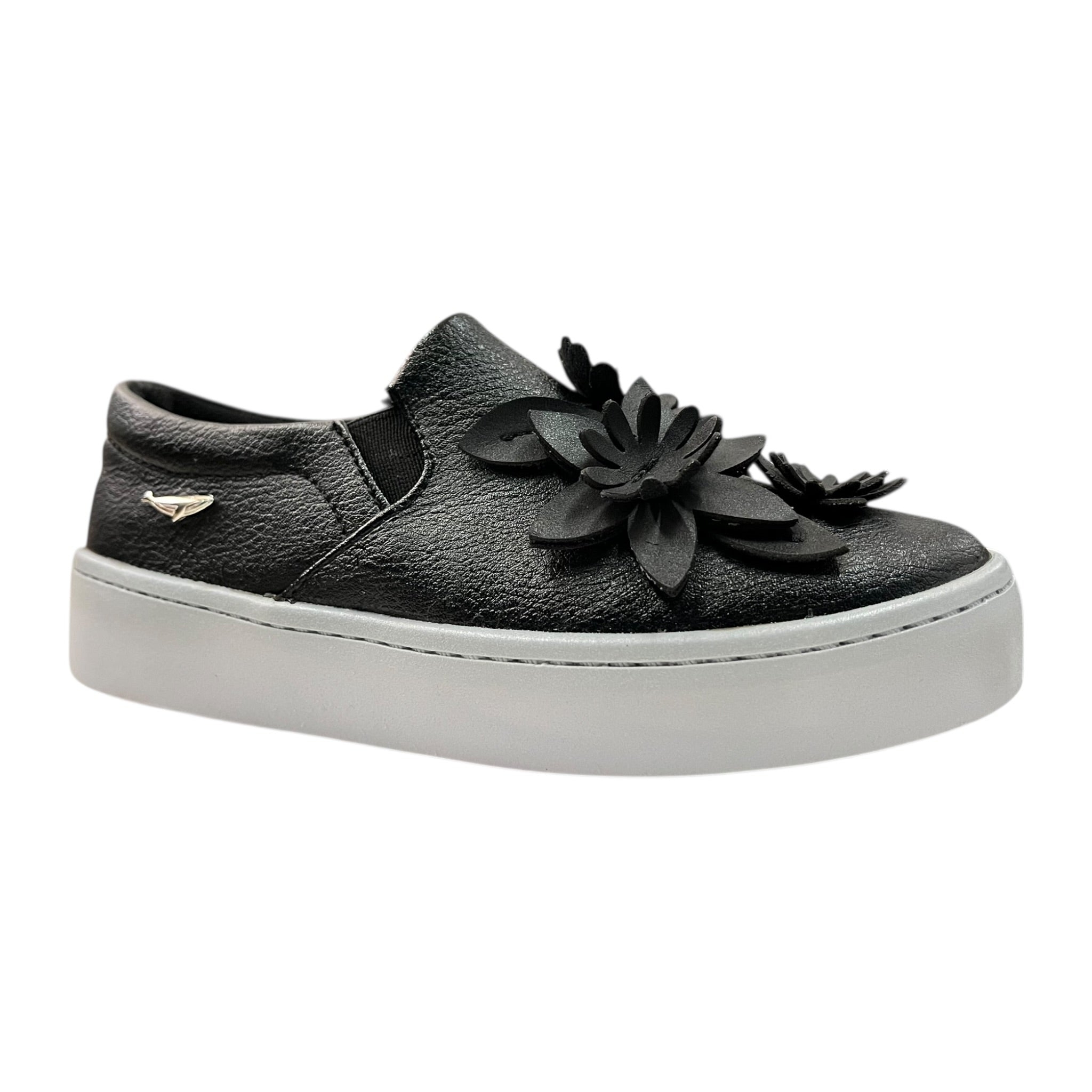 Tenis Negro Flores Para Niña Hemis Ferios