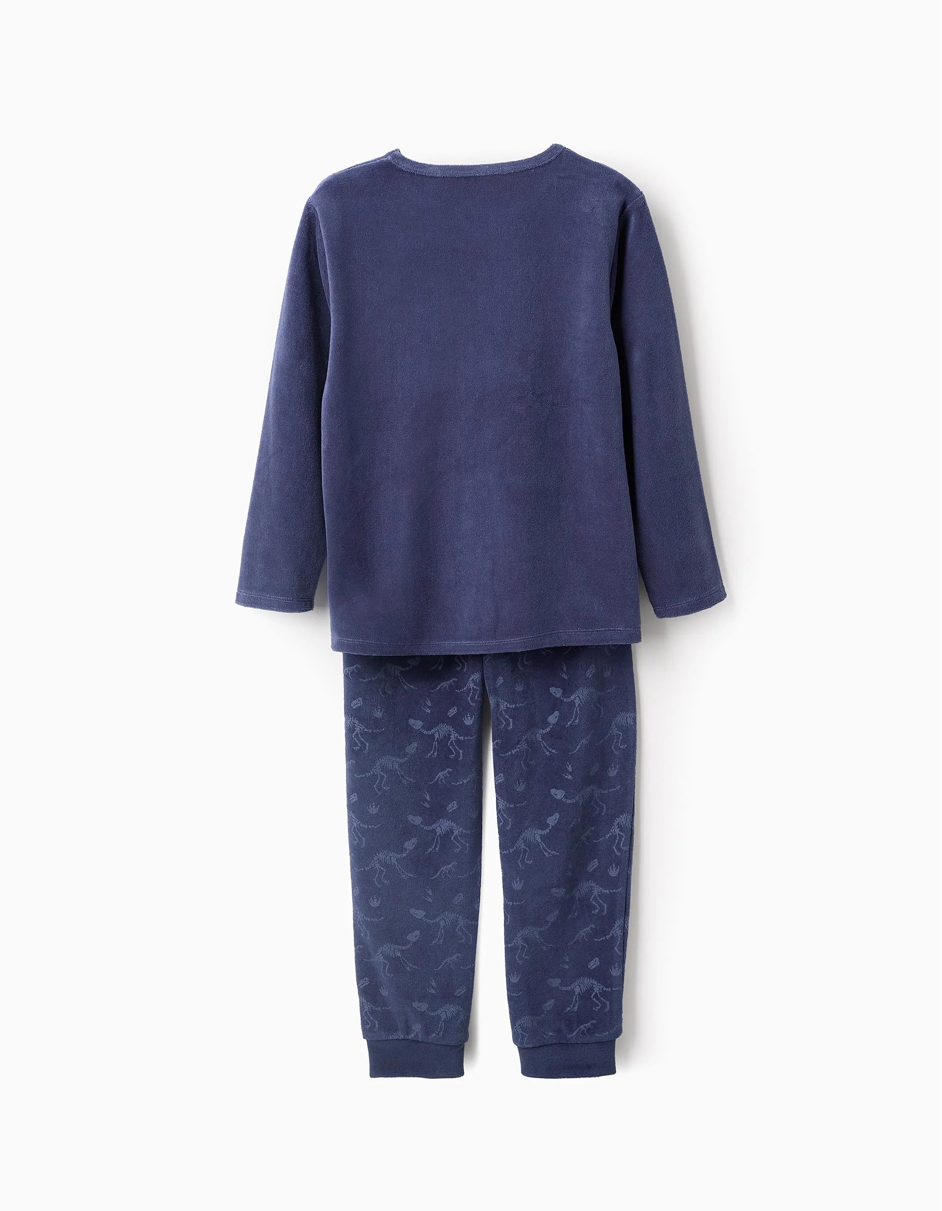 Pijama de Terciopelo Brilla en la Oscuridad para Niño Dinosaurios Azul ZIPPY