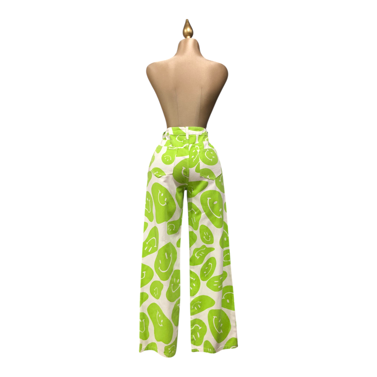 Pantalón con estampado de caritas verde Erivel