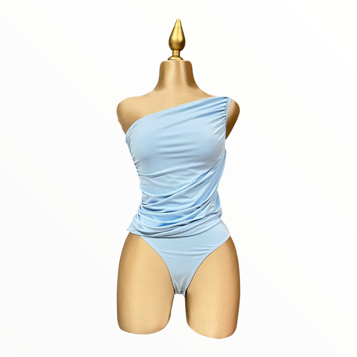 Body Manga Larga Asimétrico Azul LC