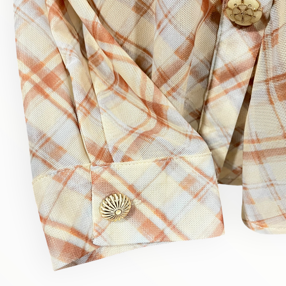 Camisa Beige Estampado Cuadros LC