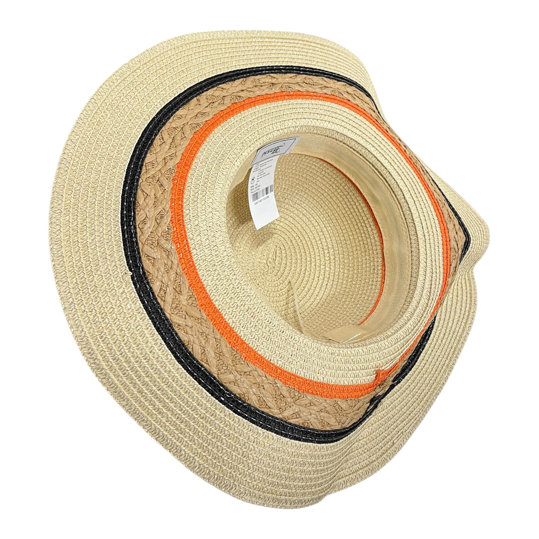 Sombrero Y Bolsa Beige/Naranja Mussi