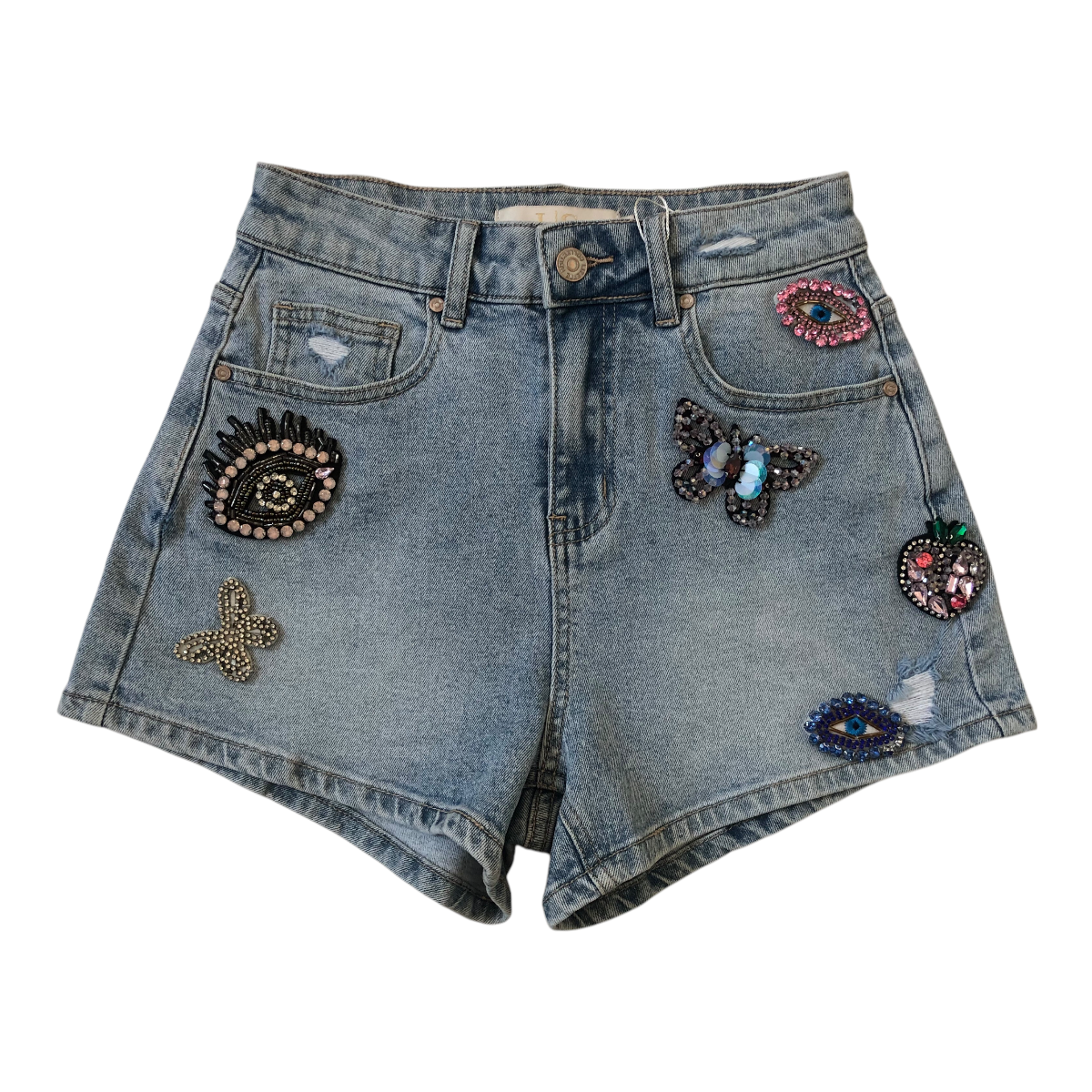 Short Rasgado Con Figuras Pedrería LC