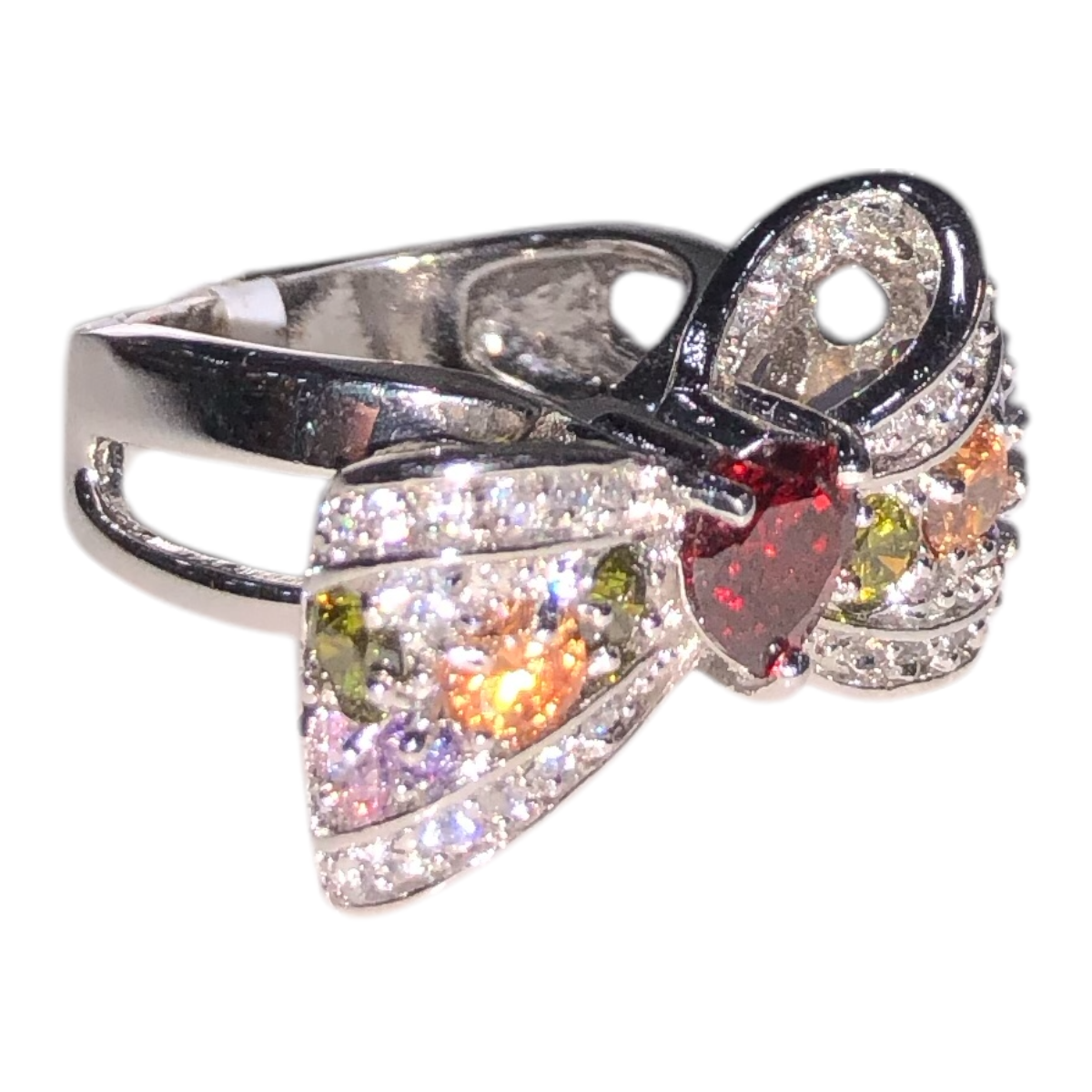 Anillo Moño Piedra Corazón