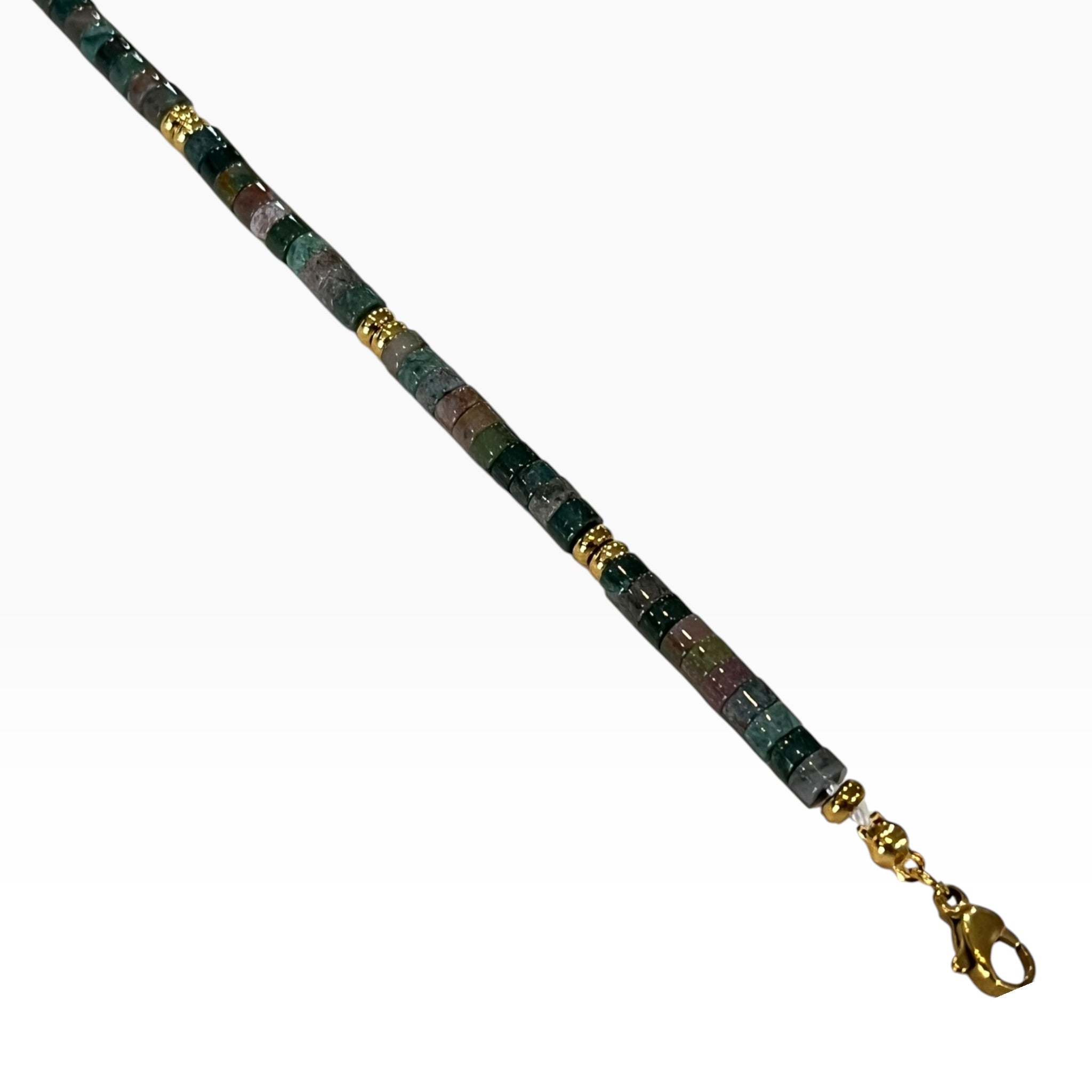 Pulsera En Tonos Verdes Con Acentos Dorados