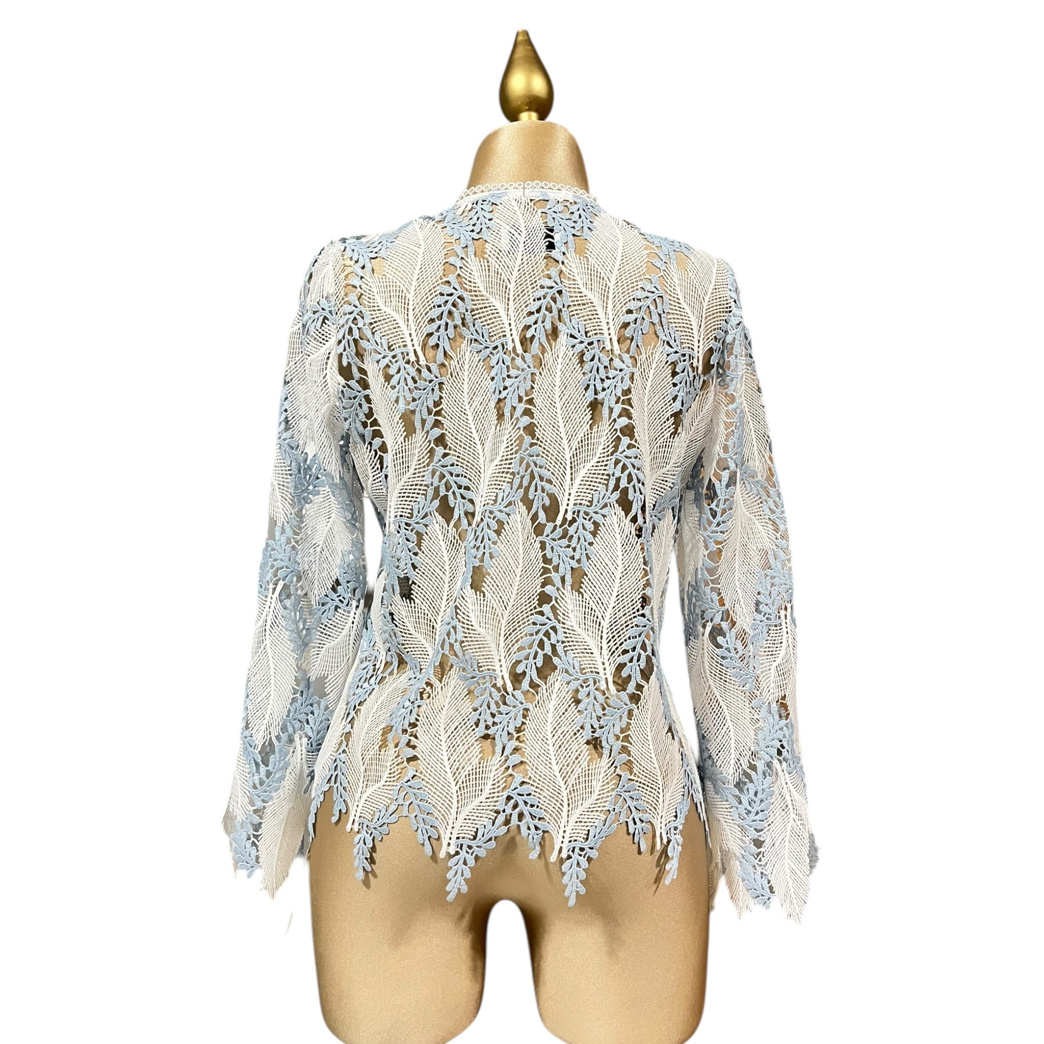 Saco Dama Plumas Blanco Azul Mussi