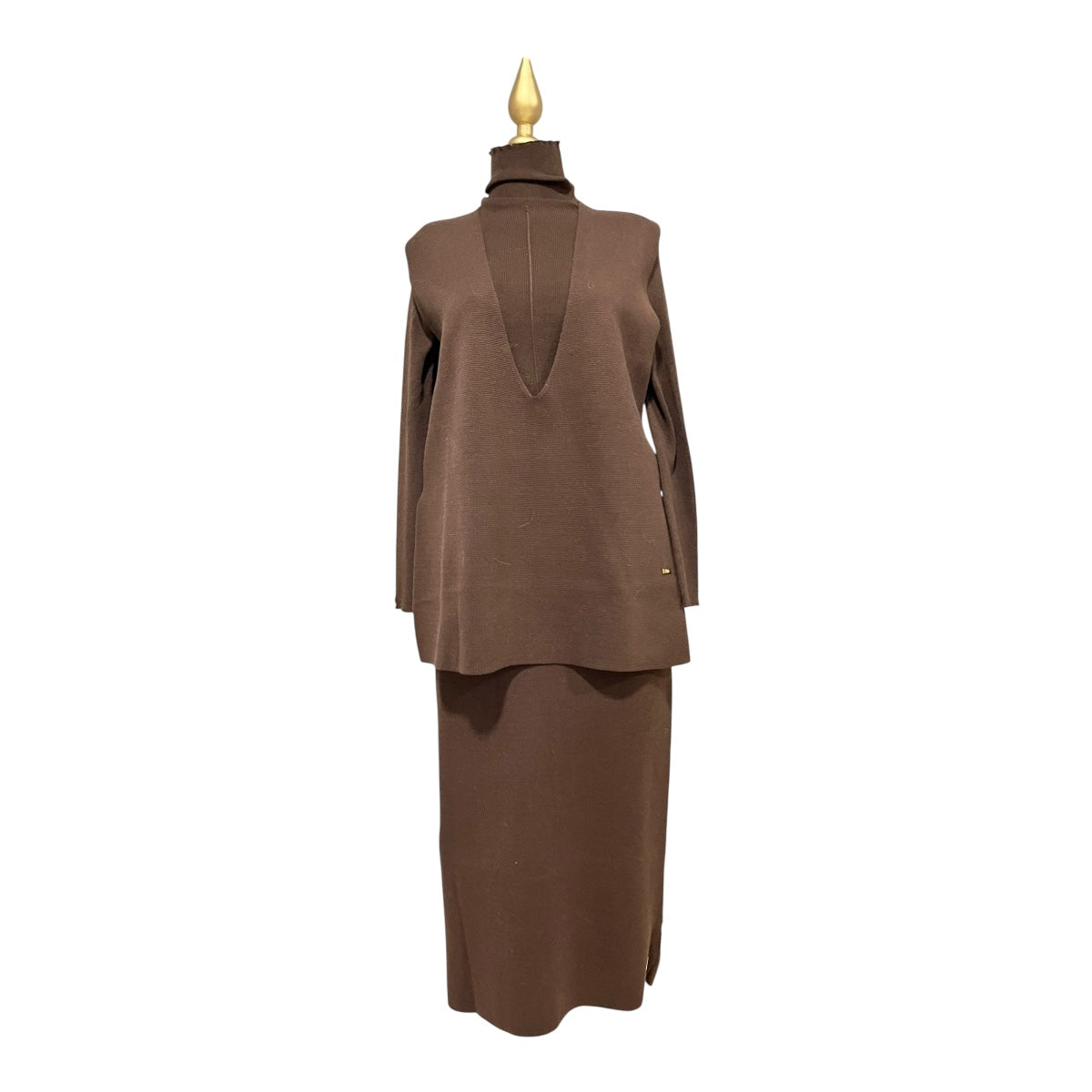 Conjunto De Suéter/Chaleco/Falda Café Para Dama MUSSI