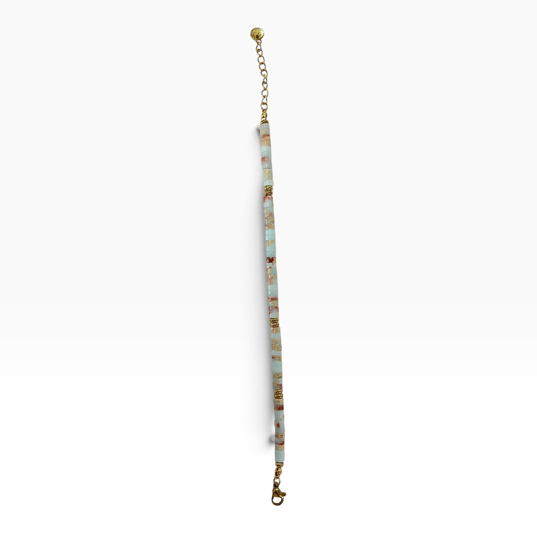 Pulsera En Tonos Menta Con Acentos Dorados