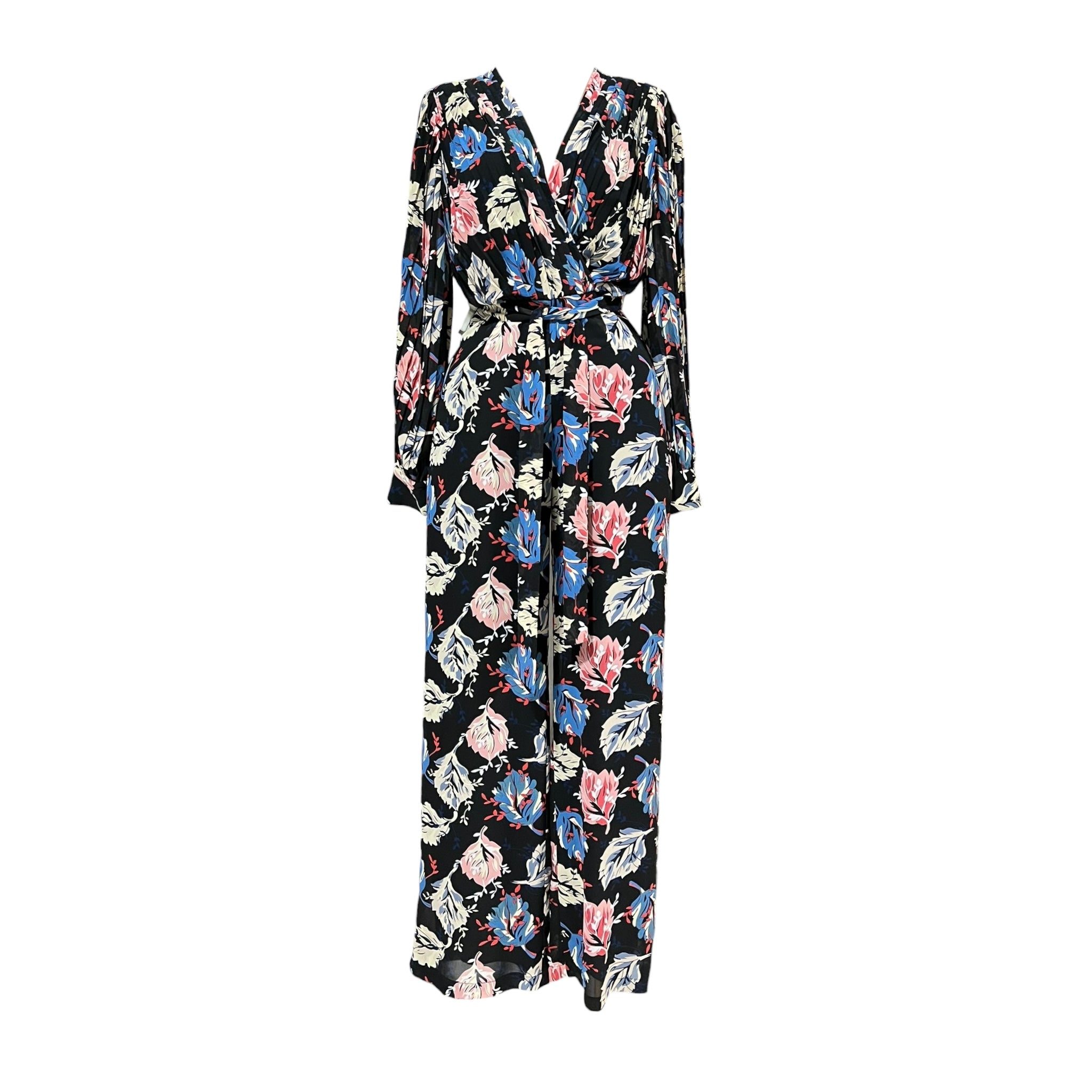 Palazzo Negro Estampado Floreado Para Dama THE SANG