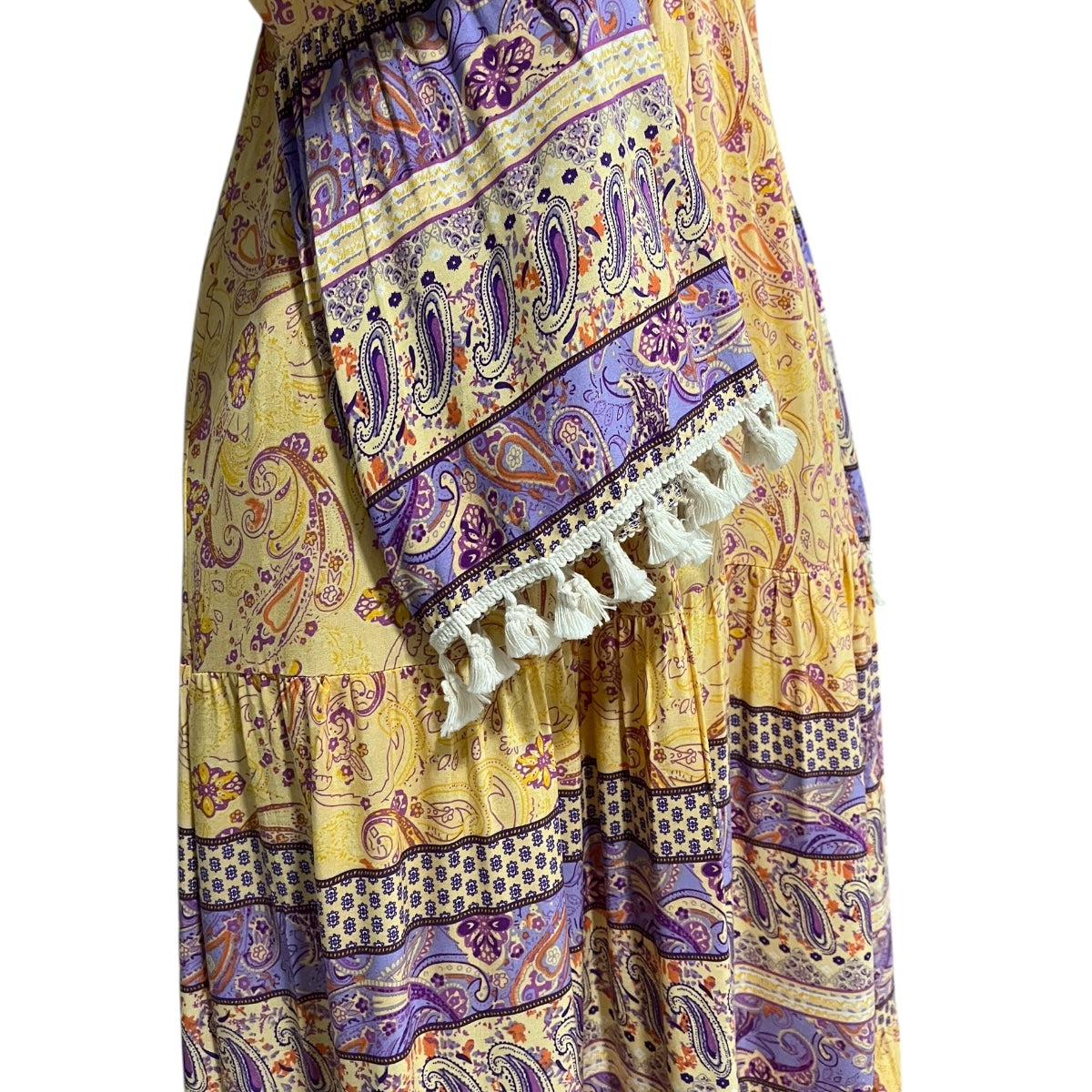 Vestido Largo Estampado Amarillo Estampado Multicolor