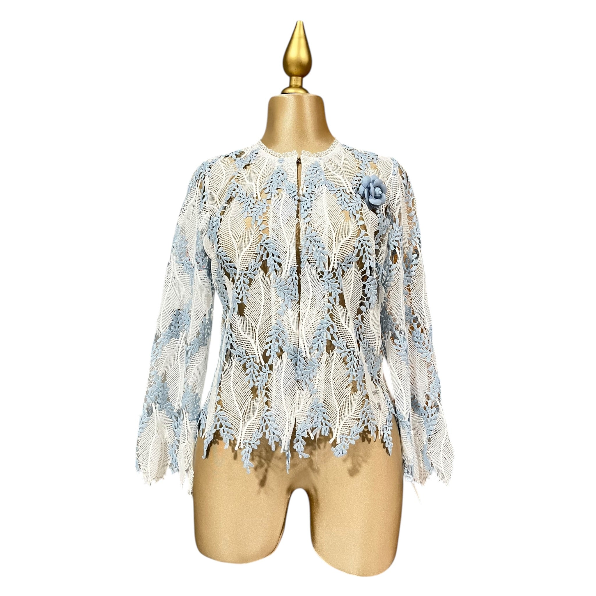 Saco Dama Plumas Blanco Azul Mussi