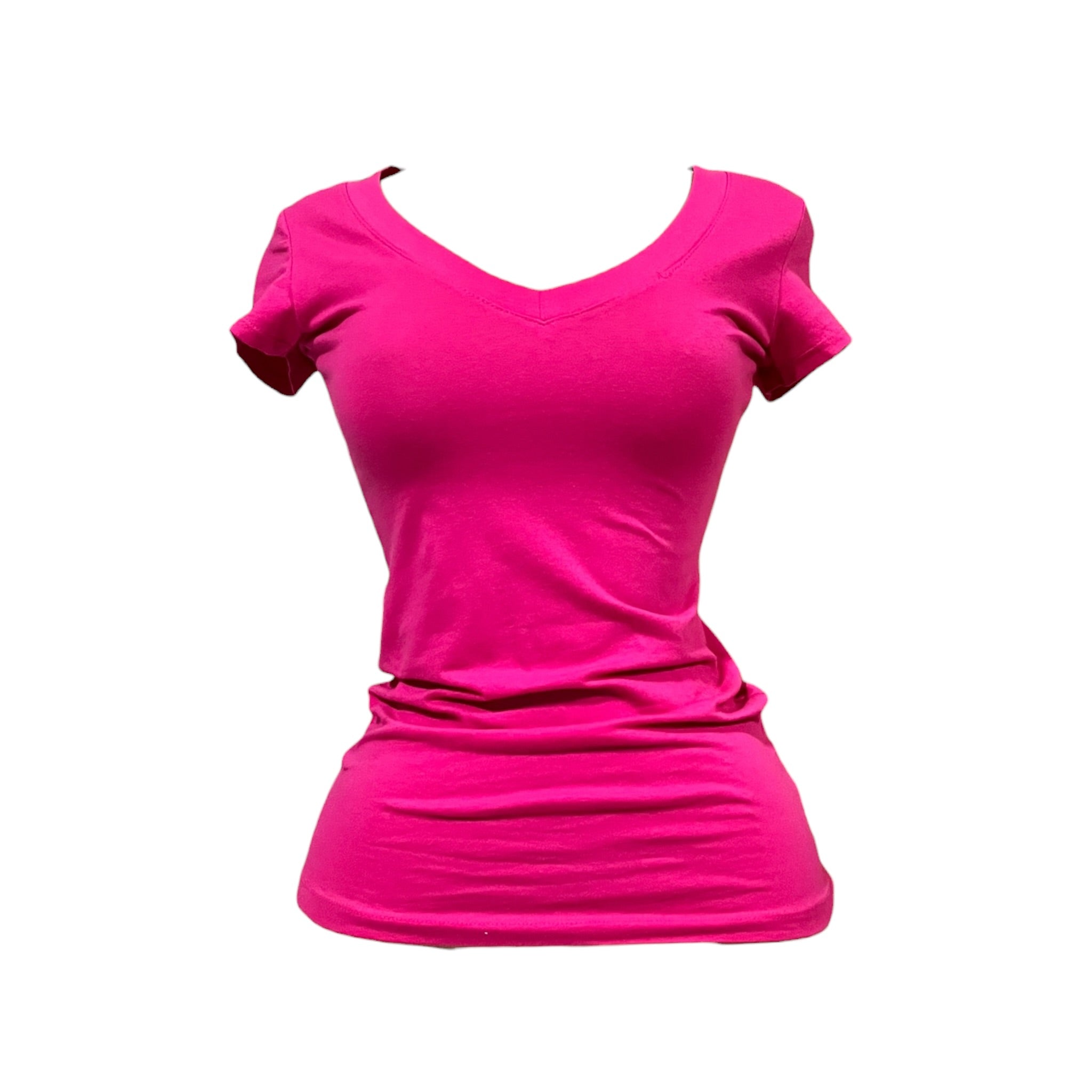 Playera Cuello En V Fucsia LC