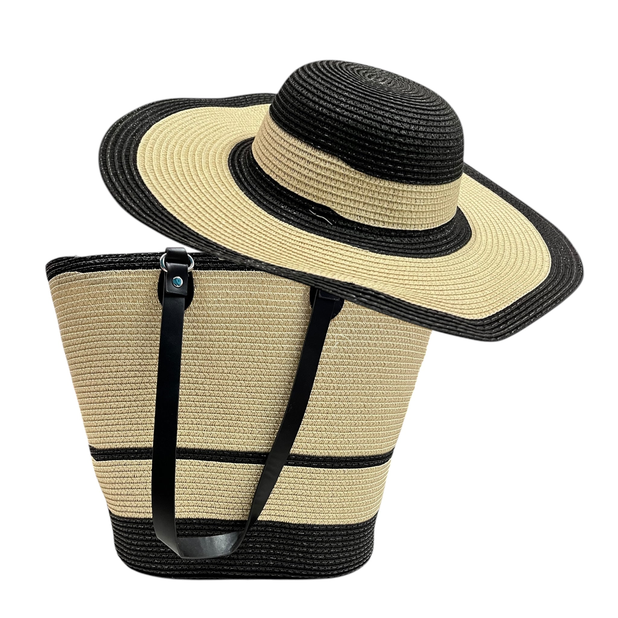 Sombrero Y Bolsa Beige/Negro Mussi