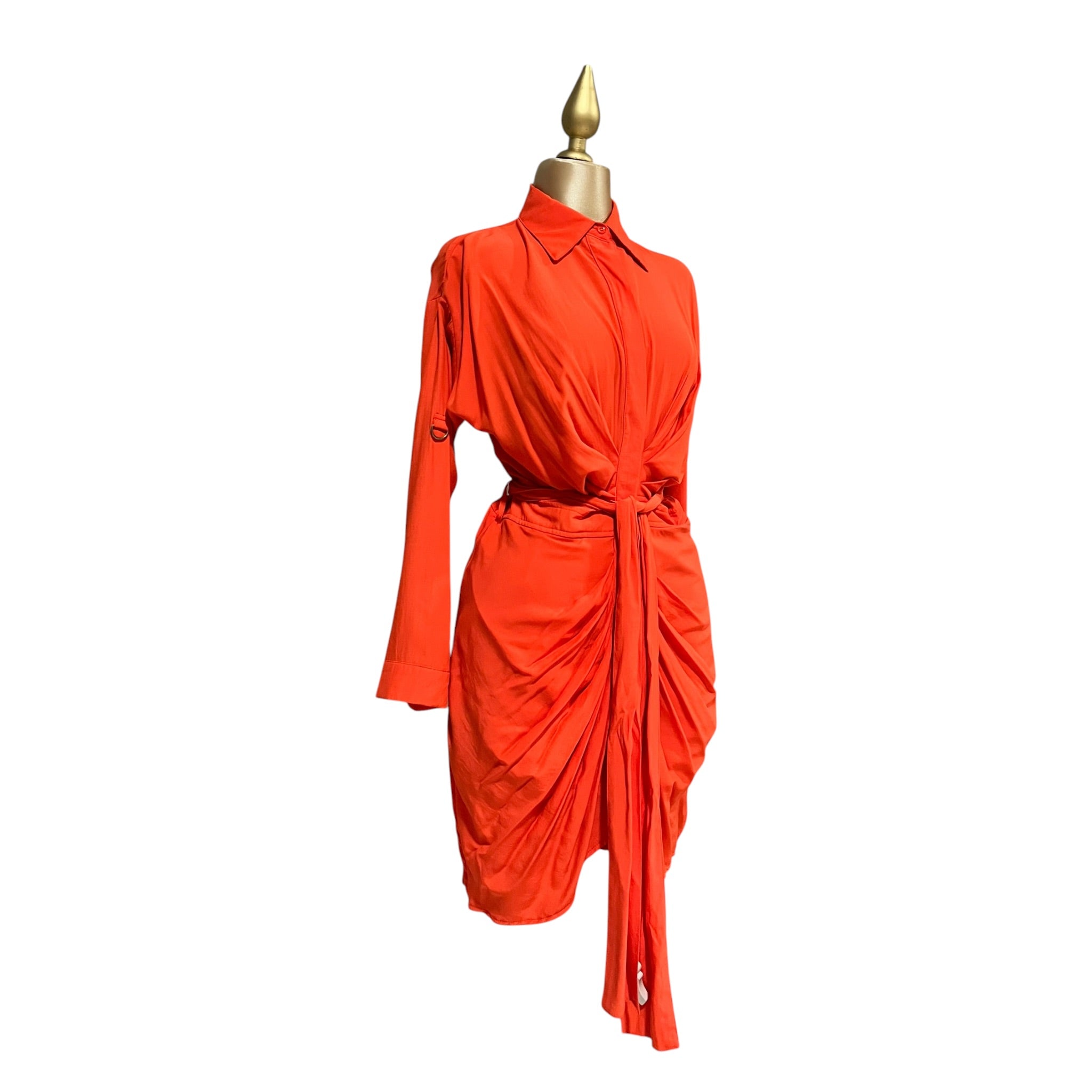Vestido Largo Con Cinturón Naranja LC
