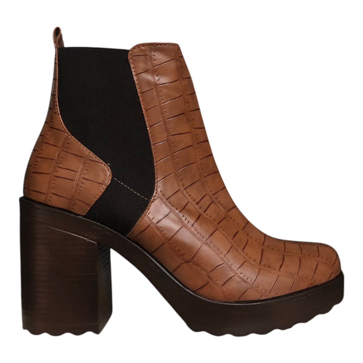 Bota Croco Café Tan Para Dama Via Libera