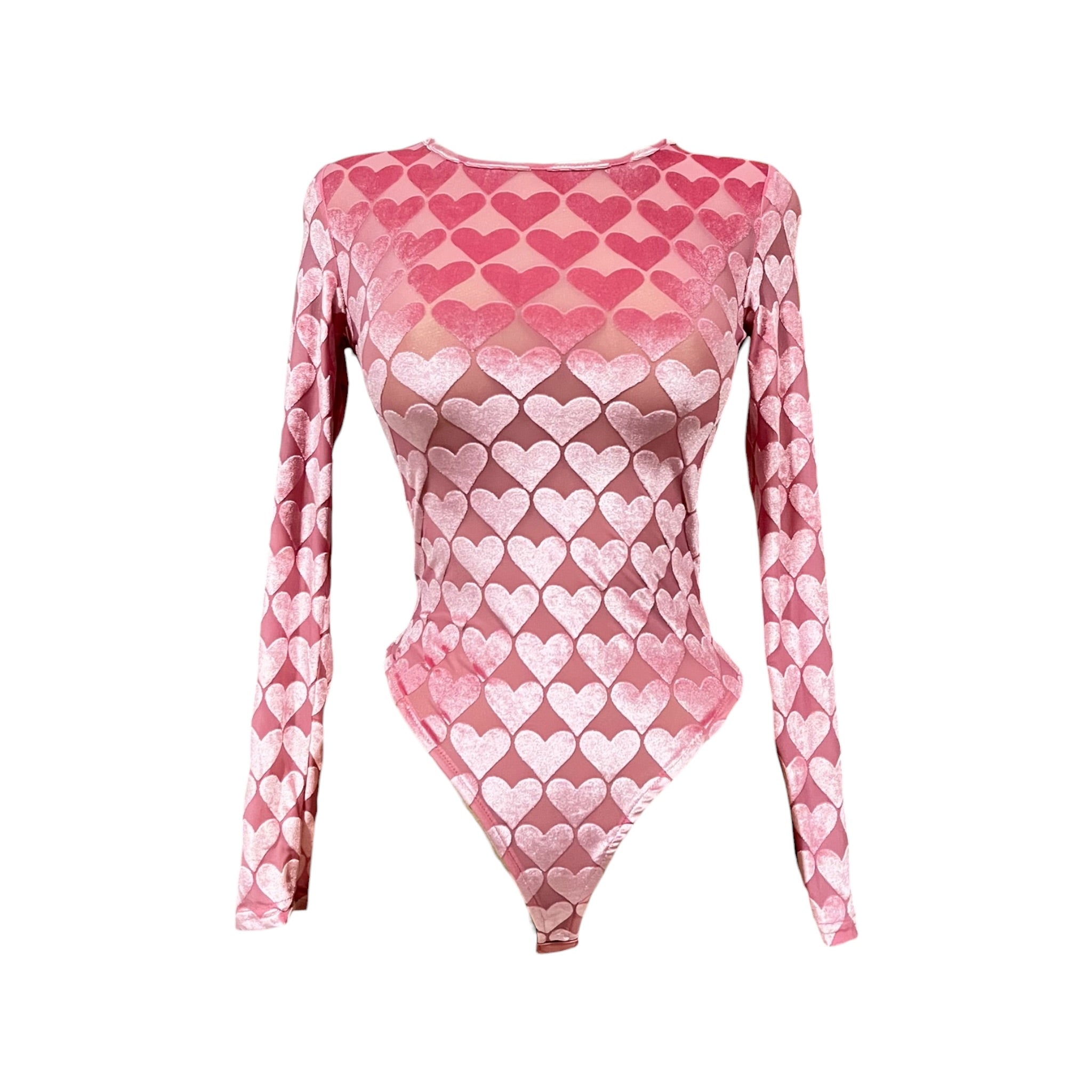 Body Terciopelo Corazones Fucsia LC.