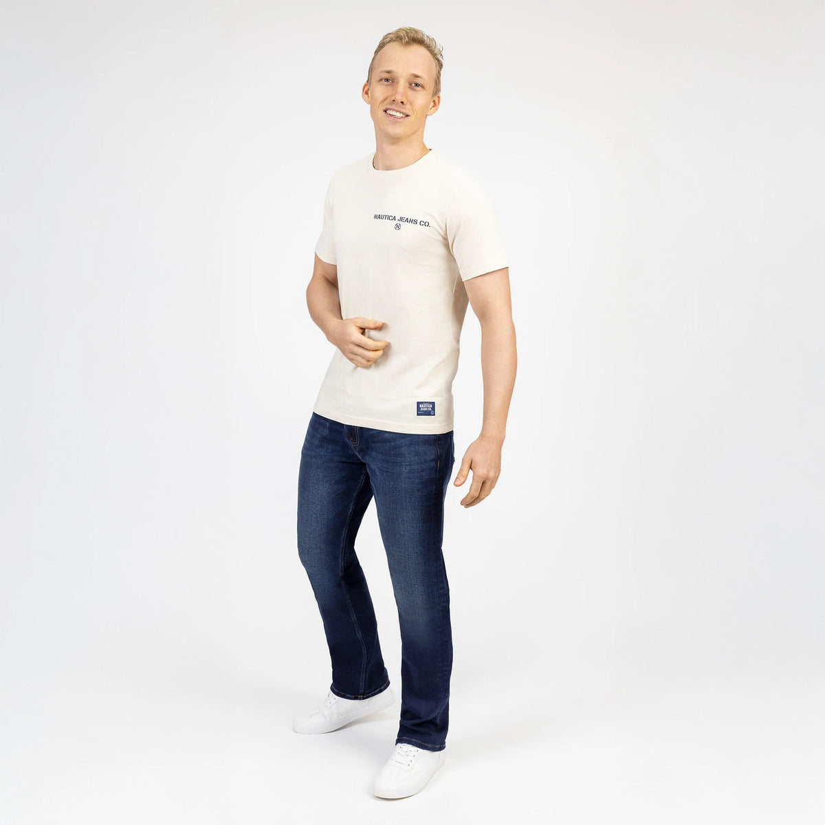 Playera Manga Corta De Hombre Beige Nautica Jeans