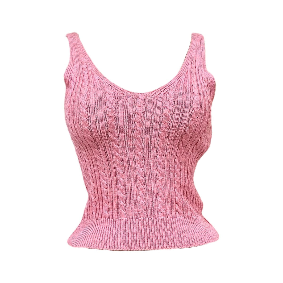 Top Tejido Cuello En V Color Rosa Para Dama OM