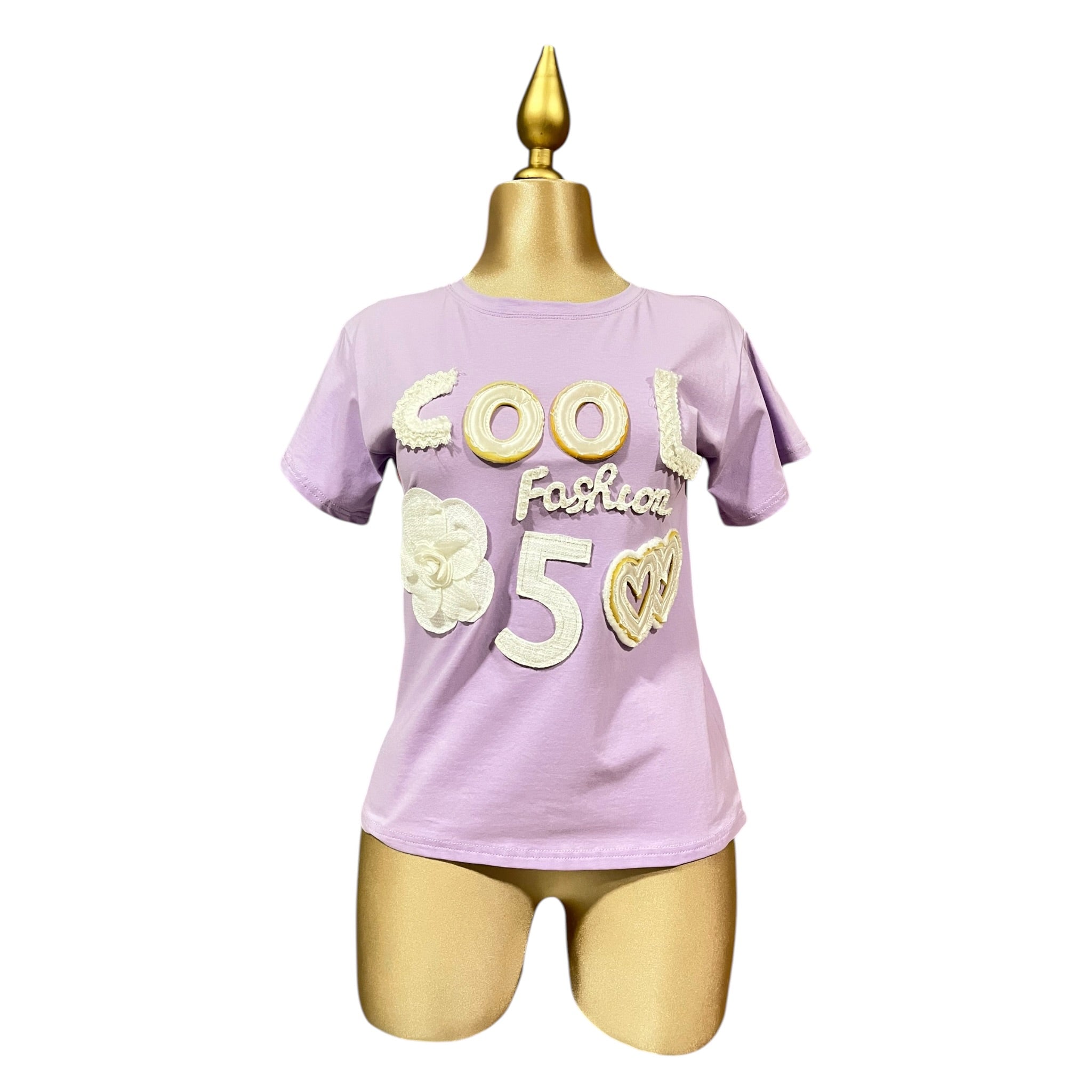 Playera Texto Estampado Lila LC