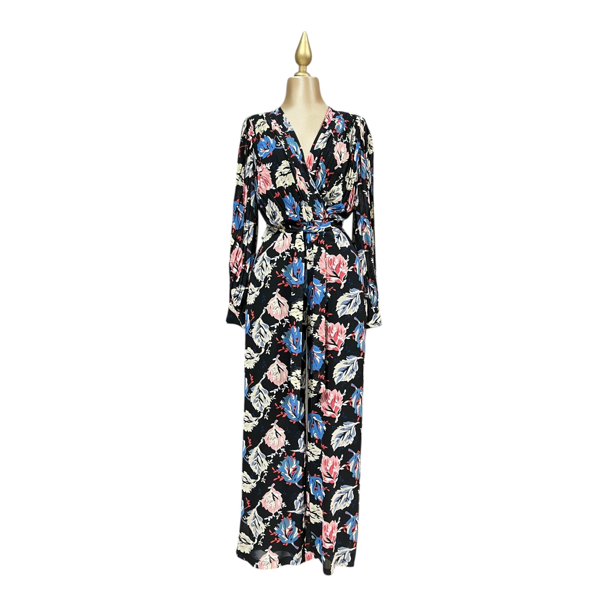 Palazzo Negro Estampado Floreado Para Dama THE SANG