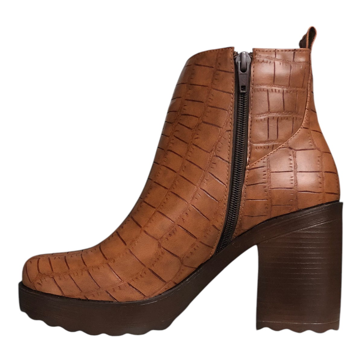 Bota Croco Café Tan Para Dama Via Libera