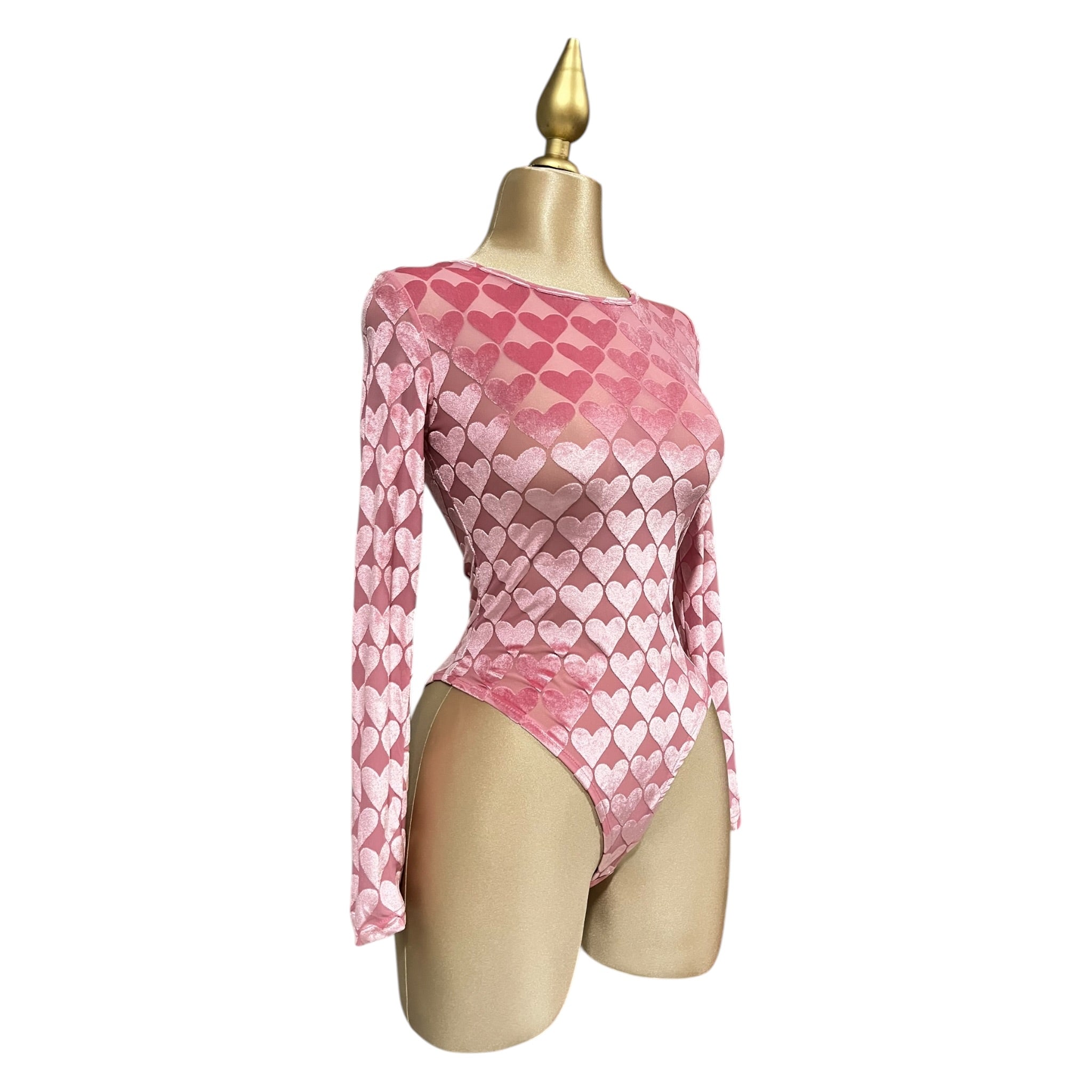 Body Terciopelo Corazones Fucsia LC.
