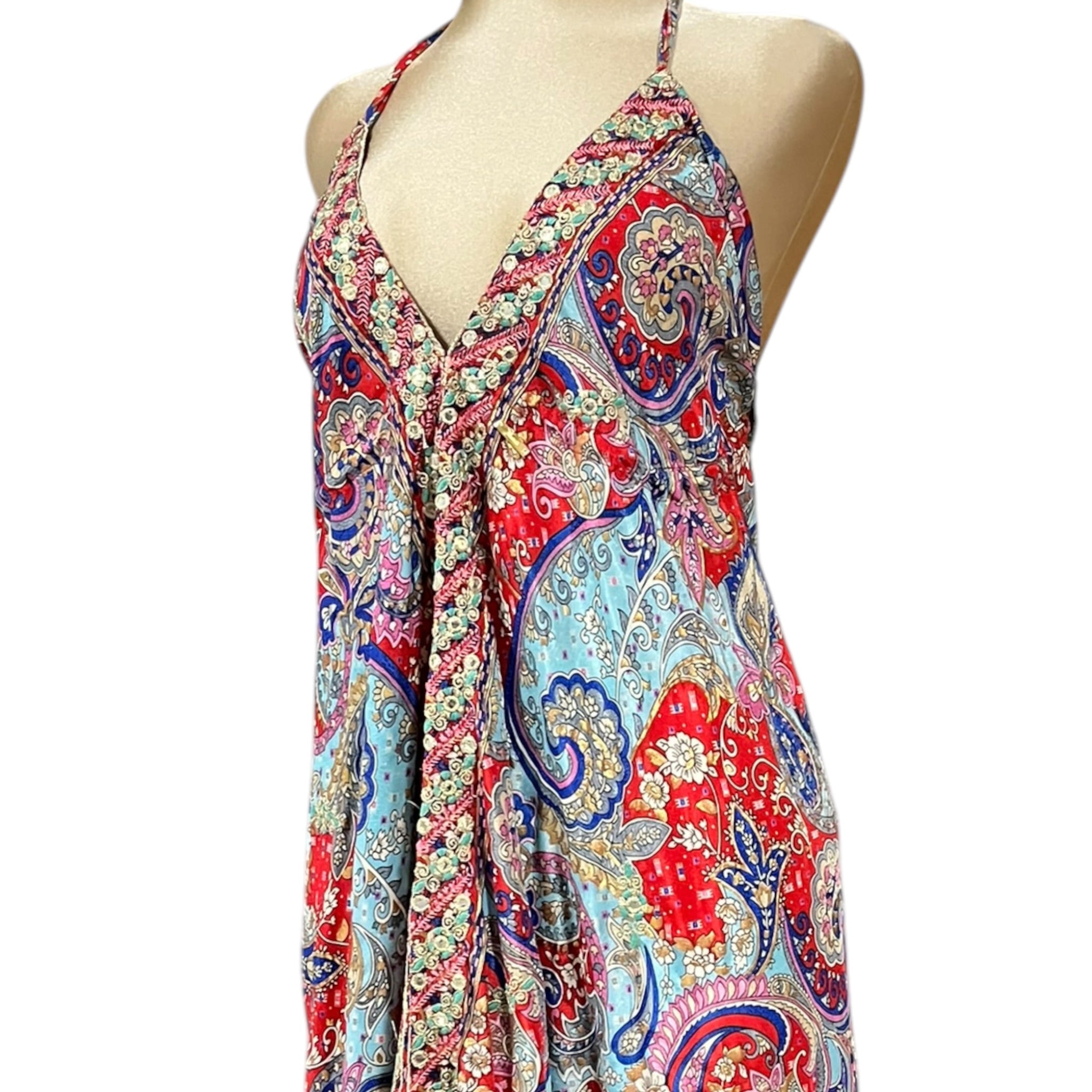 Vestido Halter Multicolor Rojo Mussi