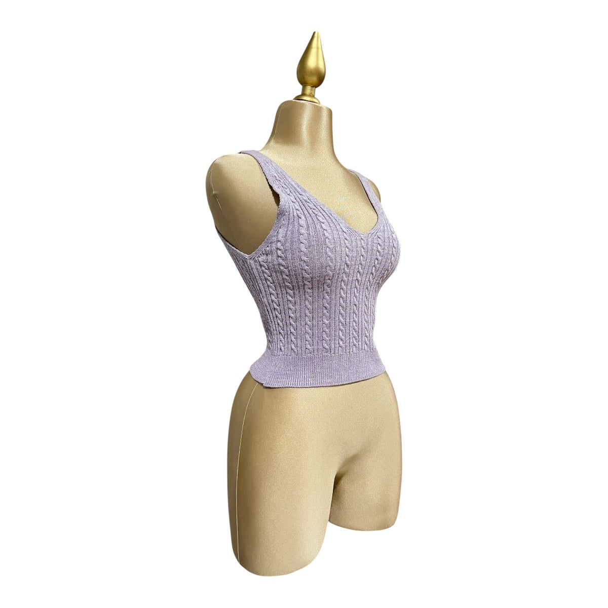 Top Tejido Cuello En V Color Lila Para Dama OM