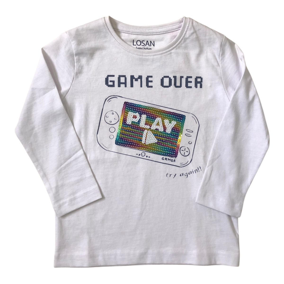 Playera “Game Over” Blanca Para Niño Losan