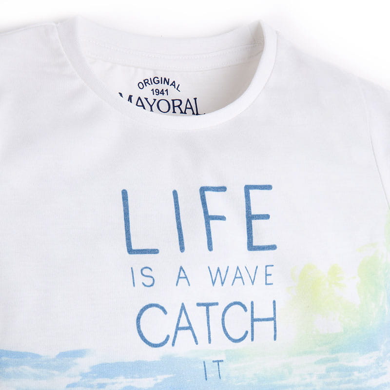 Playera Para Niño "LIFE IS A WAVE CATCH IT" Mayoral