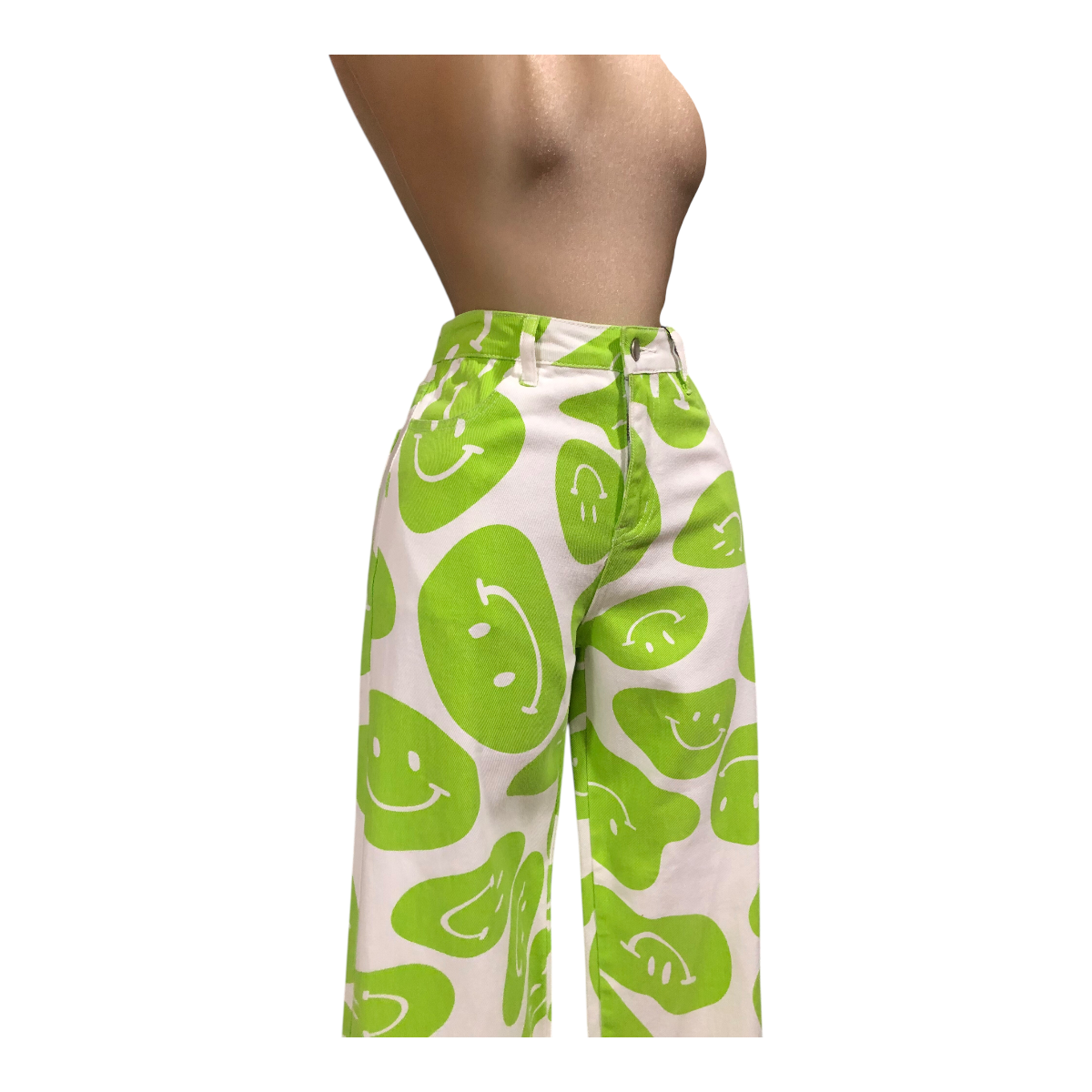 Pantalón con estampado de caritas verde Erivel