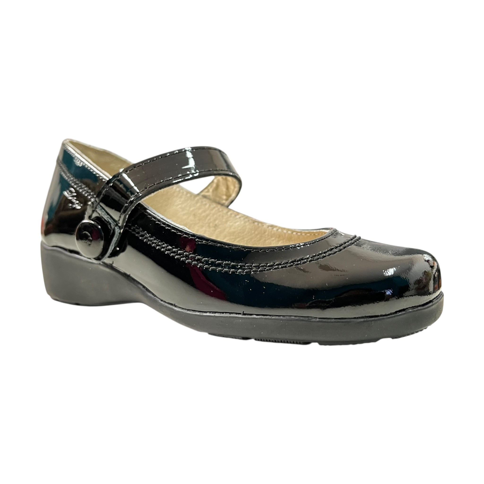 Zapato Escolar Mini Tacón Color Negro Dogi