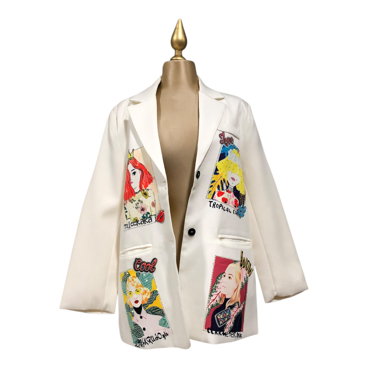 Saco Amplio Blanco Con Estampado Erivel