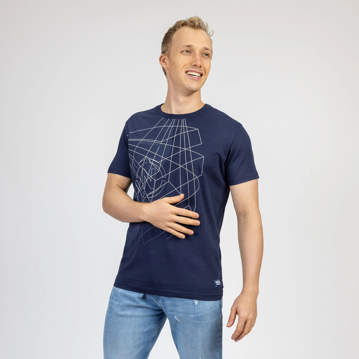 Playera Manga Corta De Hombre Estampado Azul Nautica Jeans