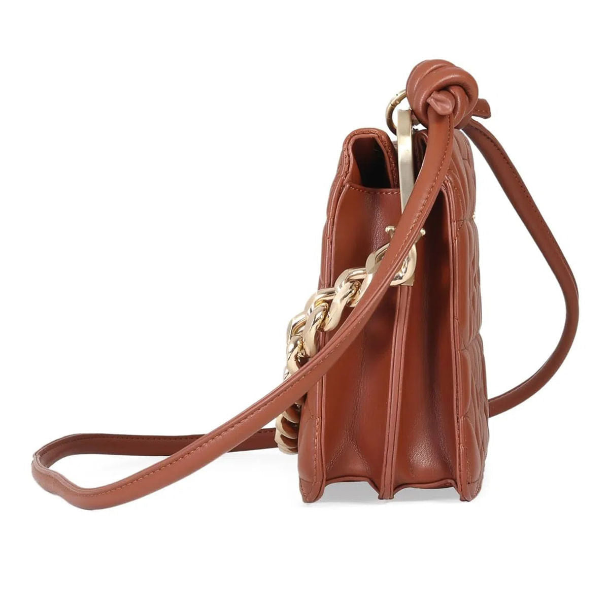 Bolsa Satchel Acolchada Cadena Chunky color Tan