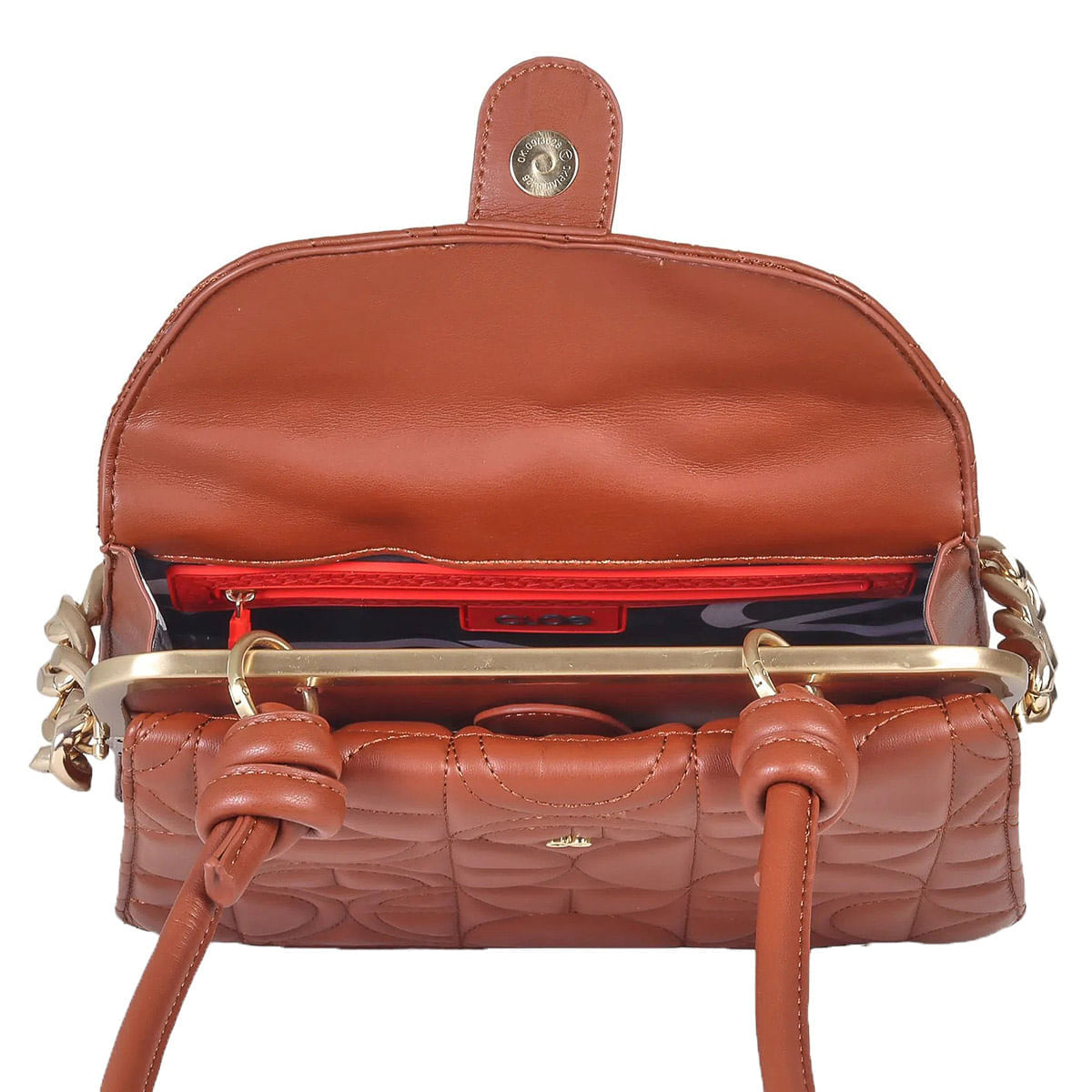 Bolsa Satchel Acolchada Cadena Chunky color Tan