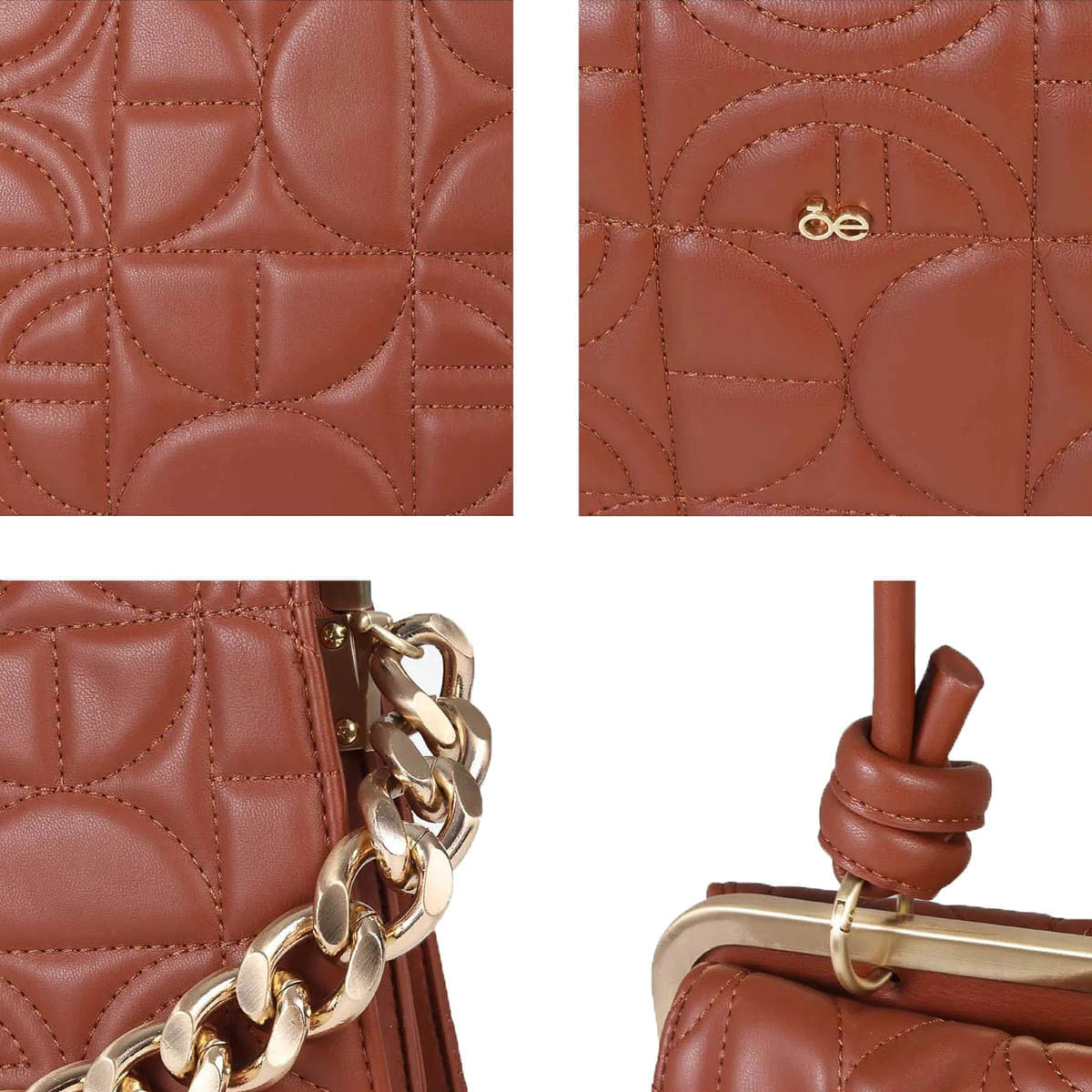 Bolsa Satchel Acolchada Cadena Chunky color Tan Cloe