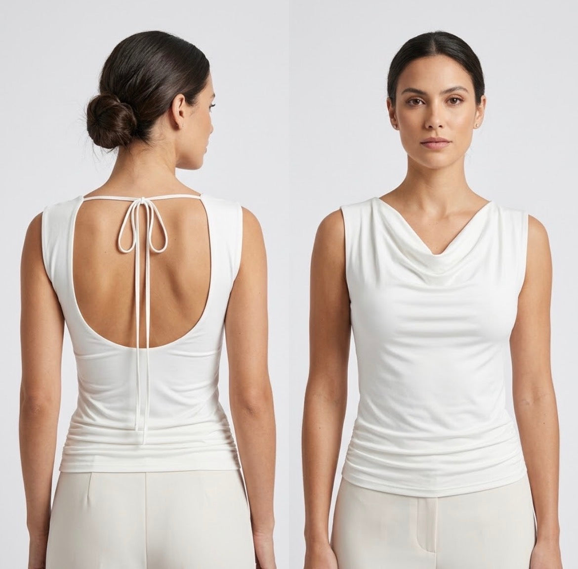 Blusa Ivory Con Escote Posterior Drapeado LC