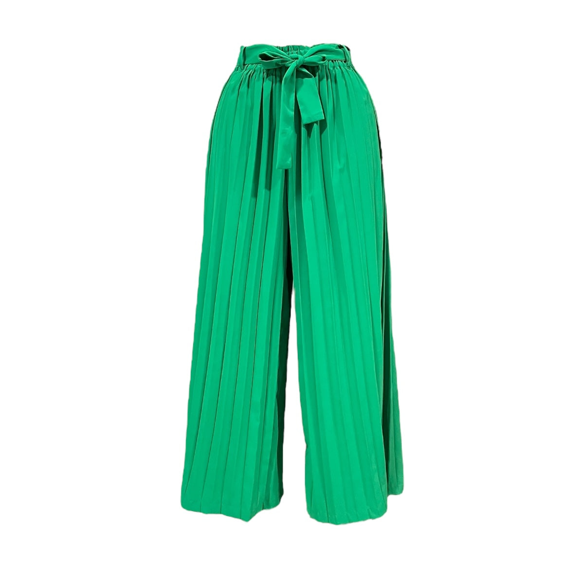 Pantalón Plisado Con Cinturón Color Verde Para Dama OM