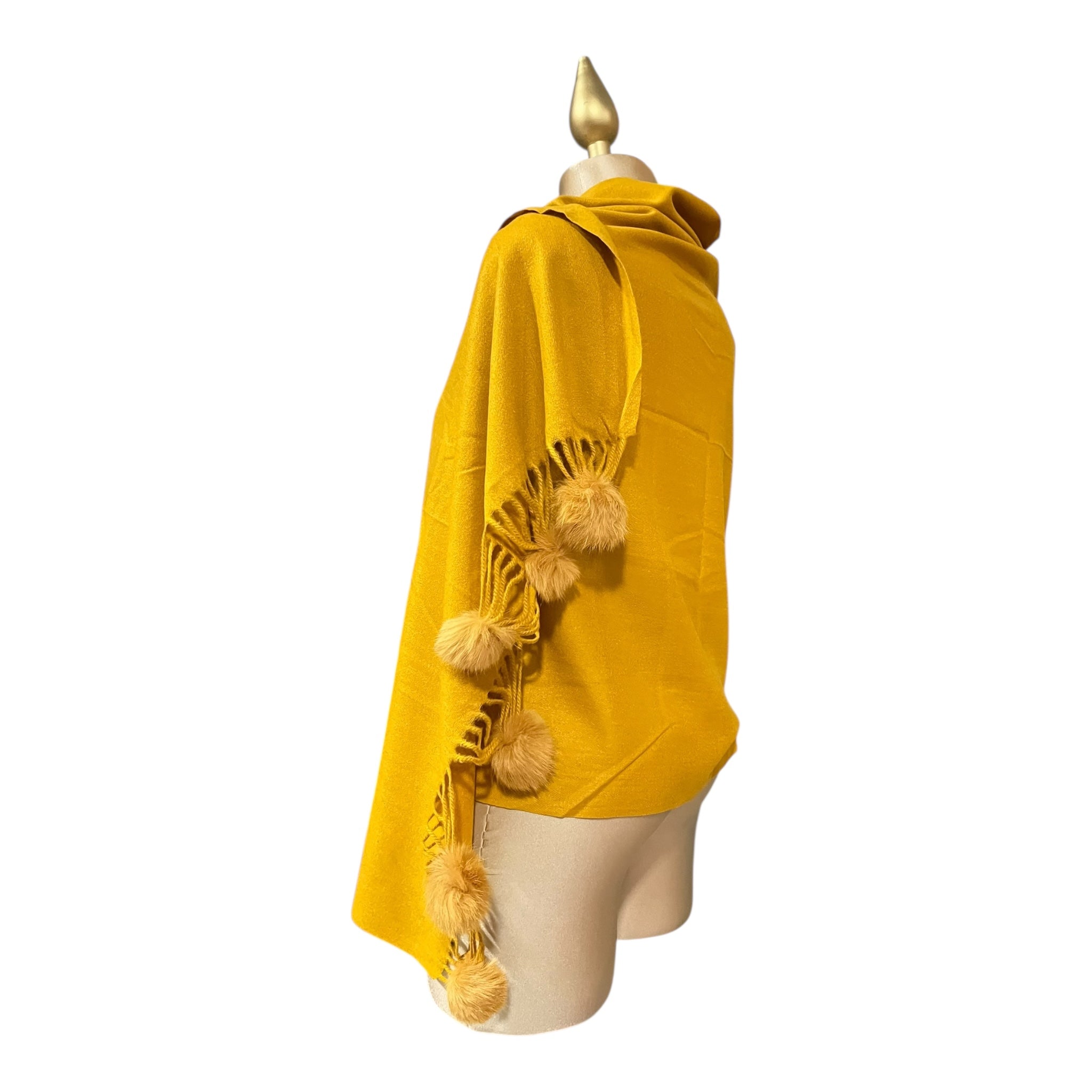 Pashmina Amarillo Larga Flecos/Pompones MUSSI